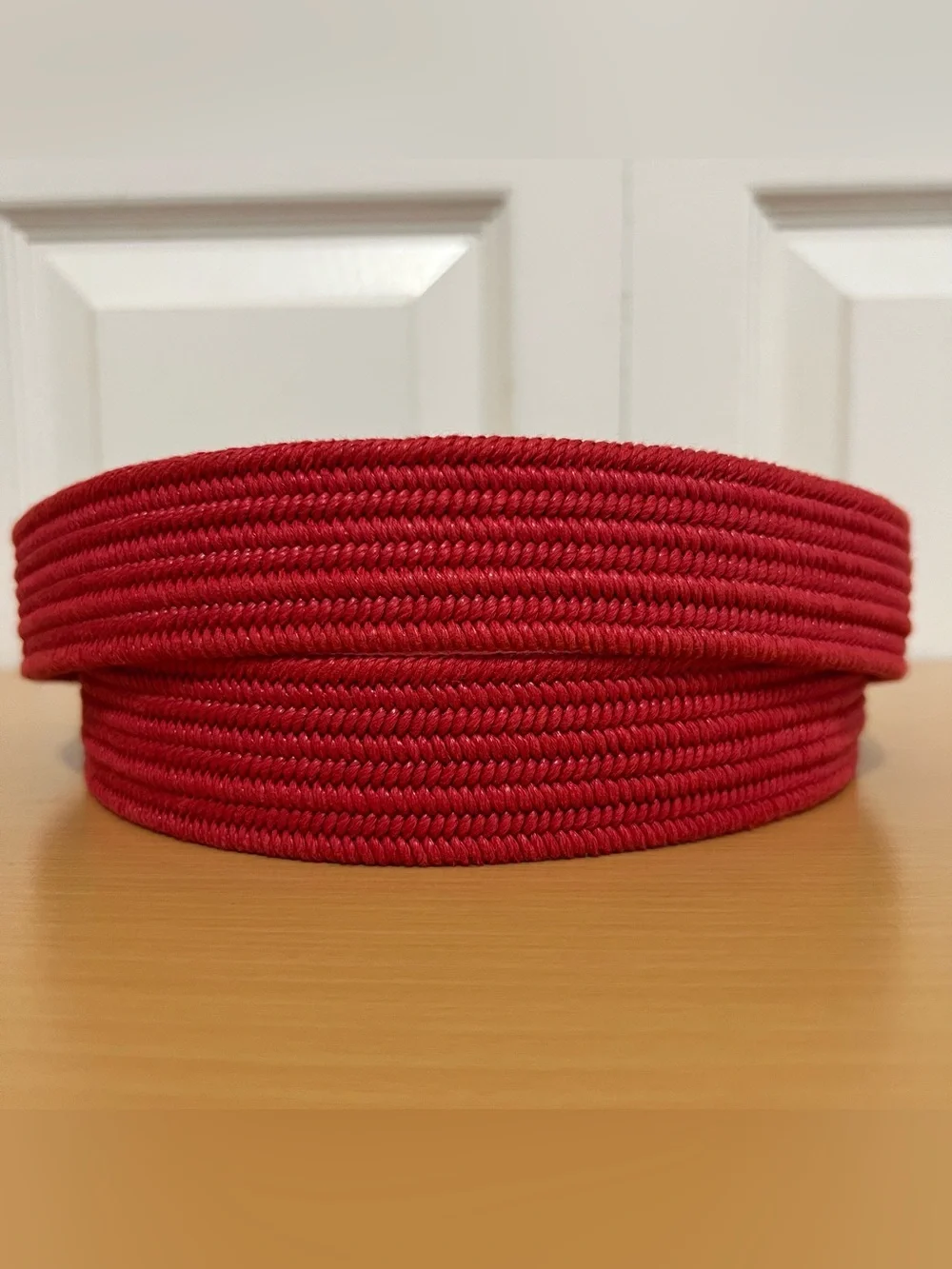 Vtg Made in USA ORVIS Men's Red Cotton Braided Belt with Leather Trim Size 40